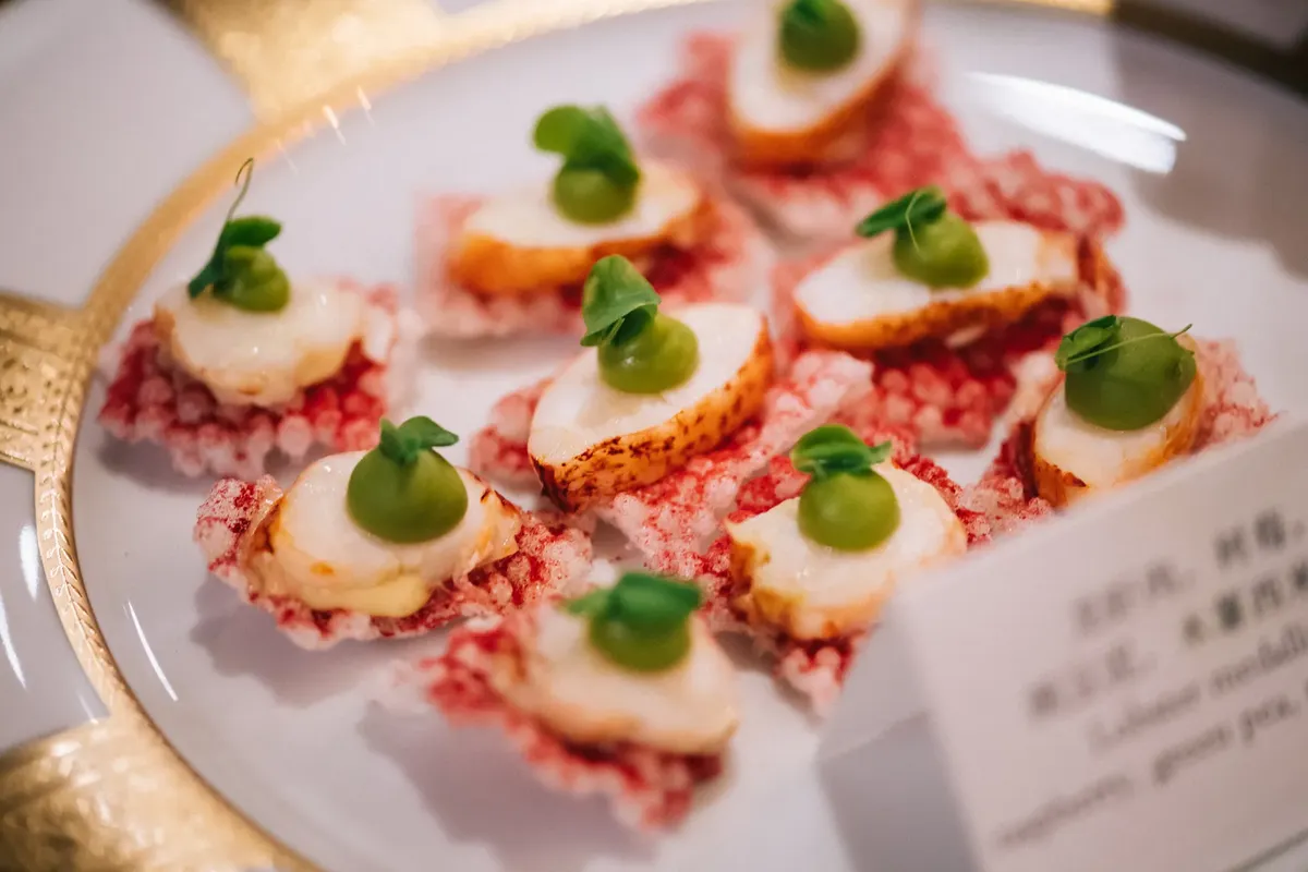 Exquisite gourmet appetizers elegantly garnished, perfect for fine dining in Shanghai.
