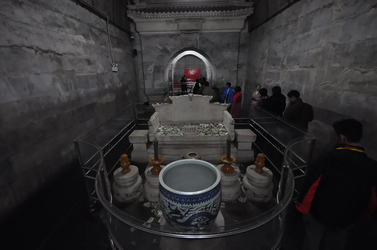 The Ming Dynasty Tombs are located some 50 kilometers due north of urban Beijing at a specially selected site. The site was chosen by the third Ming Dynasty emp