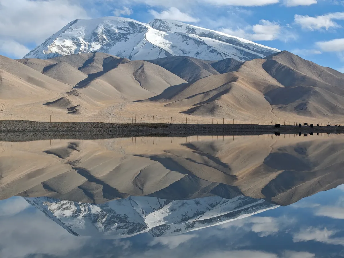 muztagh, mountain, mirror, xinjiang, china, travel, nature, snow, glacier, pamir, China, Kizilsu Kyrgyz Autonomous Prefecture, Xinjiang